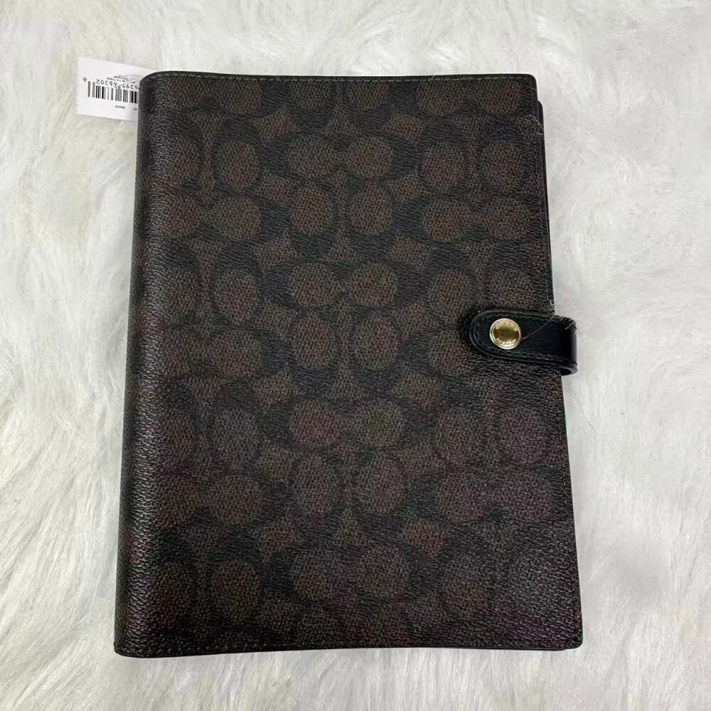 Coach Notebook In Signature Canvas In Brown Black CZ198 NWT